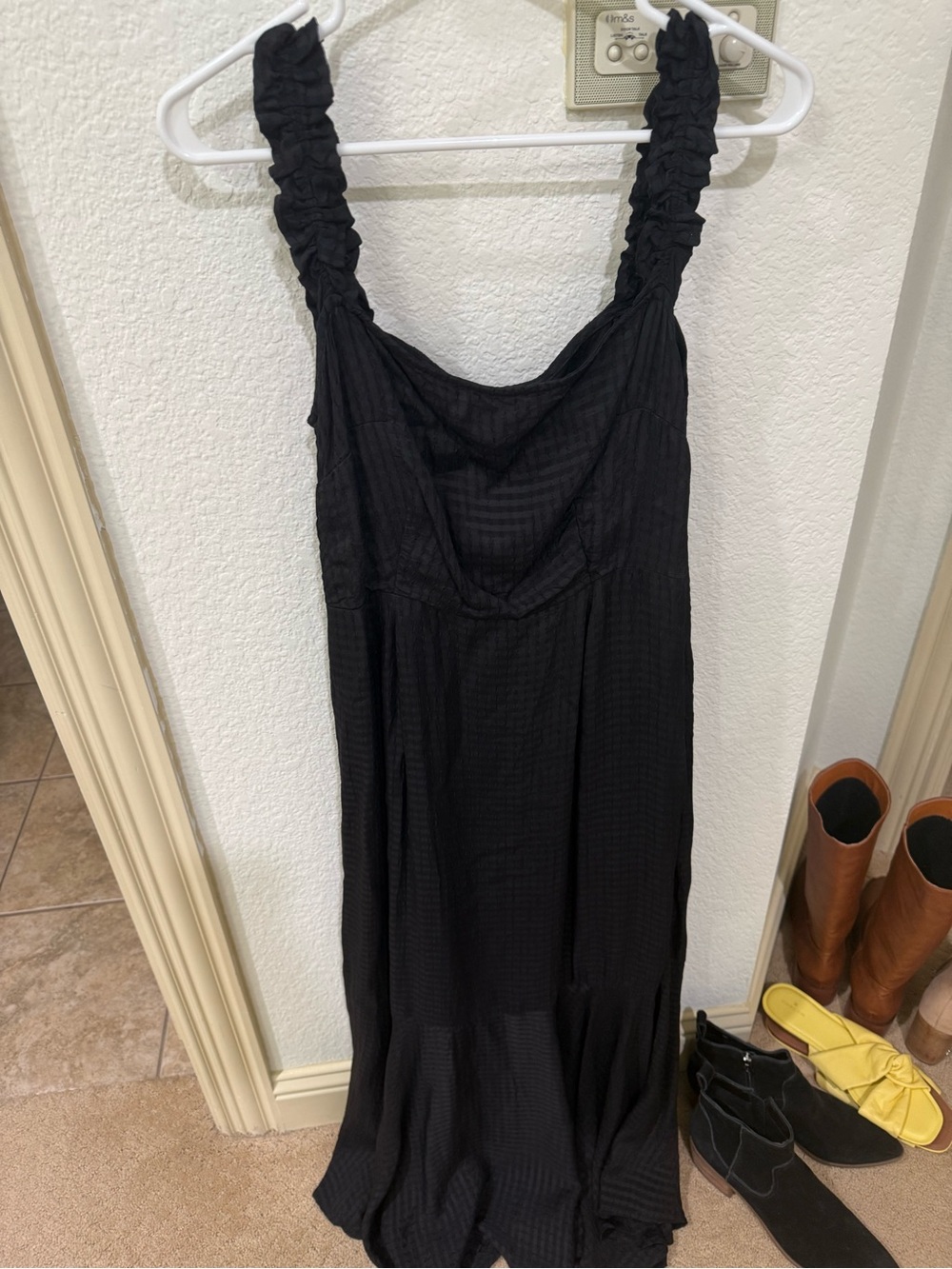 Black Maxi Dress with Ruched Straps